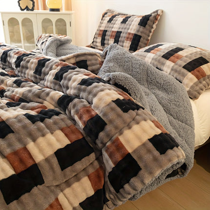 Extra-Thick Fleece Quilt Set- Bedding Set For Christmas Room Decor, Thickened Down Quilt Set,