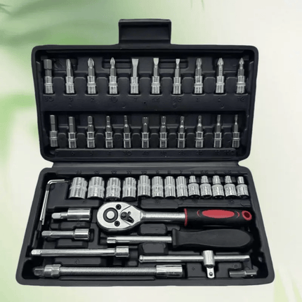 46pcs Automotive Mechanical Repair Tool Set Multifunctional with Socket, Wrench, and Ratchet,