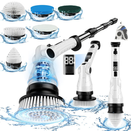Electric Cleaning Brush, Long Brush for Cleaning Car, 8in 1 & 6in 1 Multiple Accessories
