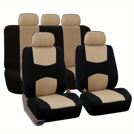 Polyester Crescent Moon Pattern Low-Back Car Seat Covers 9-Piece Set
