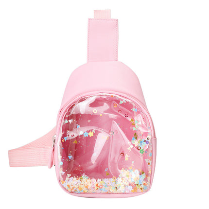 Solid Color PU Leather Children's Chest Pack Quicksand Lightweight