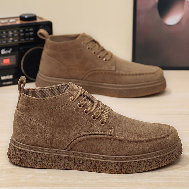 Men's British Retro s - PU Upper & Rubber Sole Lace-Up Short Boots, Round Toe All