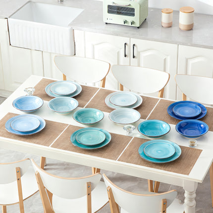 18pcs Handpainted Spirals Pattern Stoneware Dinnerware Set - Service for 6