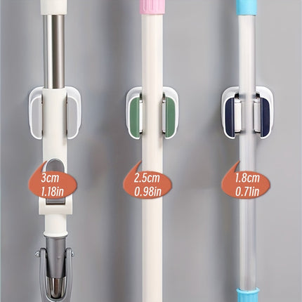 1pc or 3pcs aswei Wall-Mounted Broom & Mop Organizer Rack - No-Drill Installation