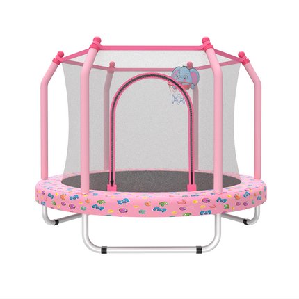 55-inch Trampoline for Kids Indoor & Outdoor Small Toddler Trampoline with Basketball Hoop