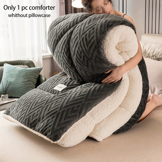 1pc Contemporary Quilted Comforter, Medium Weight Polyester 100% with Microfiber Filling,