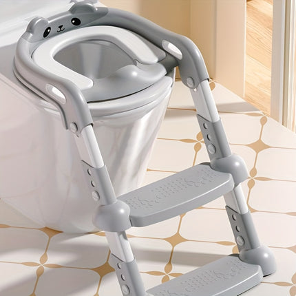Complete Potty Training Set with Baby Potty Chair & 2-Step Ladder - Adjustable Height Toilet with Stickers,