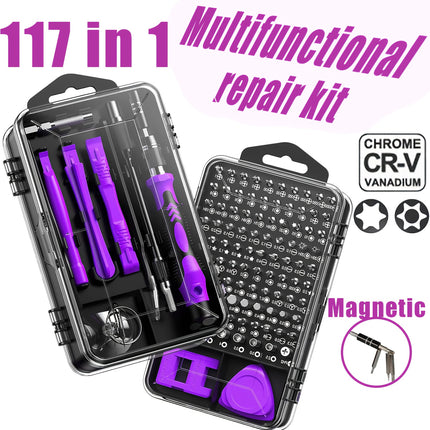 117pcs Precision Screwdriver Set - Magnetic Repair Toolkit Featuring an Anti-Slip Ergonomic Handle