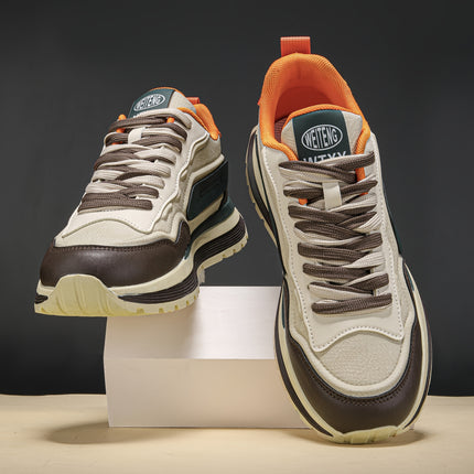 New 2025 Men'S Lace-Up Thick-Soled Sneakers in a Color-Block Design, Perfect for Casual Sports