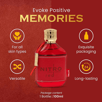 Dumont Nitro Red Eau De Parfum for Men 3.4 Oz - Fruit, Woody, Floral & Masculine Fragrance