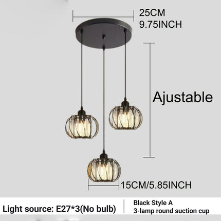 Three-Headed Creative And Unique Pendant Light, Crystal Hanging Lamp with E27 Socket