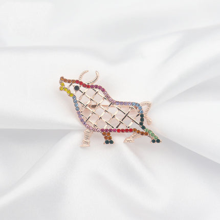 Zodiac Ox Brooch Ins Cartoon Cute Retro