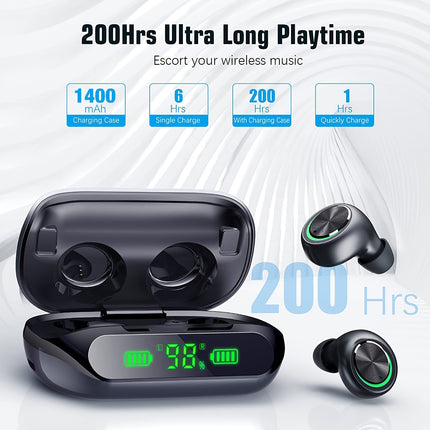 Wireless Earbuds V5.3 Headphones, with Charging Case 200 Hrs Playtime