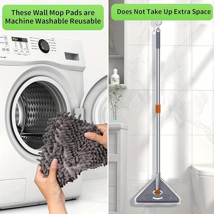 Mop With Handle Adjustable Ceiling Cleaning Mop With 6 Replaceable Mop Cloth, 360° Rotating