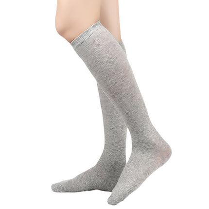 Black Cotton Knee-length Stripes Calf Socks