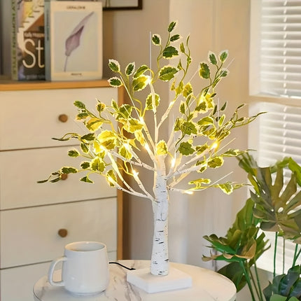 1pc of Green Birch Tree Light, 60.96 cm Tall with 24 LED Lights, Battery-Operated Artificial Tree Lamp