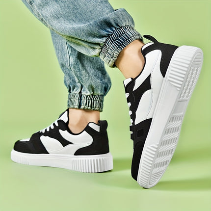 Men's Trendy Solid/Colour Block Skate Shoes, Comfy Non Slip Casual Lace Up Sneakers For Men's Outdoor Activities