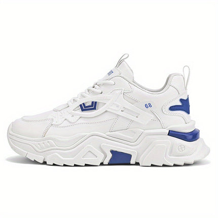 Lightweight White Sneakers with Thick Soles for Casual Wear, Designed for Men