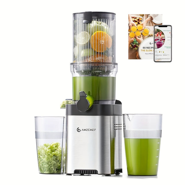 Fruit & Vegetable Masticating Extractor | No Pre-Cutting Required  Stainless Steel Cold Press Juicer
