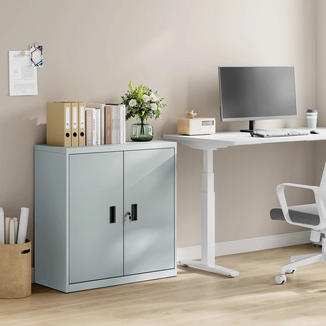 Lockable File Cabinet with Lock Height-Adjustable Shelf Printer Cabinet Multi-Purpose Metal Work Office Storage