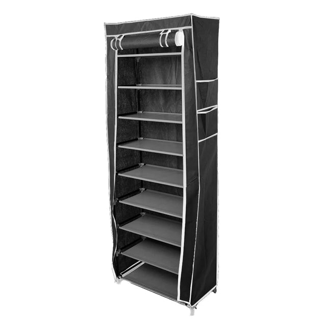 Room-Saving 10-Layers 9 Lattices Non-Woven Fabric Shoe Rack Shoe Cabinet Space-Saving Cabinets Multi-Layer Dustproof Shoes Shelf
