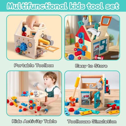 Children's Wooden Toolbox Set Toys Simulation Maintenance Tool Repair Toys