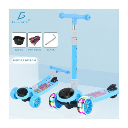 Children's scooter with adjustable seat, 3 wheels, multi-color light and sound / jug.28
