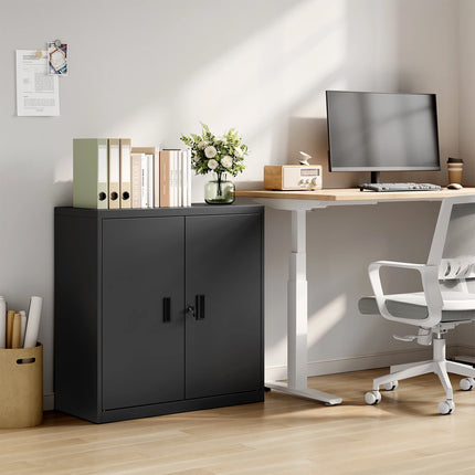 Lockable File Cabinet with Lock Height-Adjustable Shelf Printer Cabinet Multi-Purpose Metal Work Office Storage