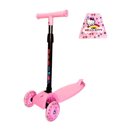 Children's scooter with 3 wheels and LED lights + animated character sticker, variety of colors / lu3804a