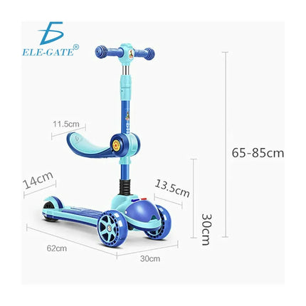 Children's scooter with adjustable seat, 3 wheels, multi-color light and sound / jug.28