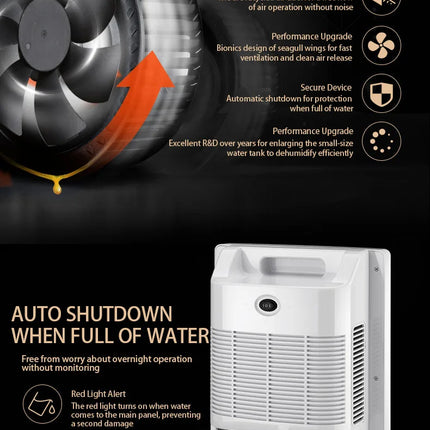 Dehumidifier and Air Purifier 2 in 1 Moisture Absorber Household Mute Bedroom Basement Remote Control Timing External Water Pipe