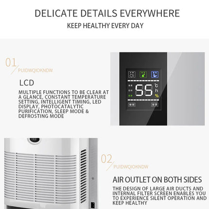 Dehumidifier and Air Purifier 2 in 1 Moisture Absorber Household Mute Bedroom Basement Remote Control Timing External Water Pipe