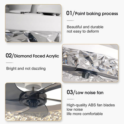 Modern Smart Led Ceiling Fans Chandelier Bedroom Living Room Nordic Acrylic Invisible Fan Light APP Remote Control Ceiling Fans
