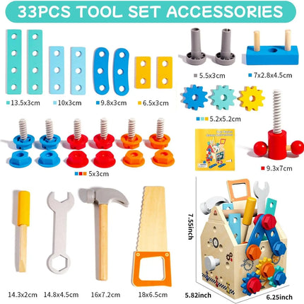 Children's Wooden Toolbox Set Toys Simulation Maintenance Tool Repair Toys