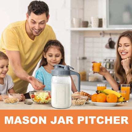 Breastmilk Pitcher 32oz, Glass Pitcher with Lid for Breast Milk Storage, Formula Pitcher with Handle and Pour Spout