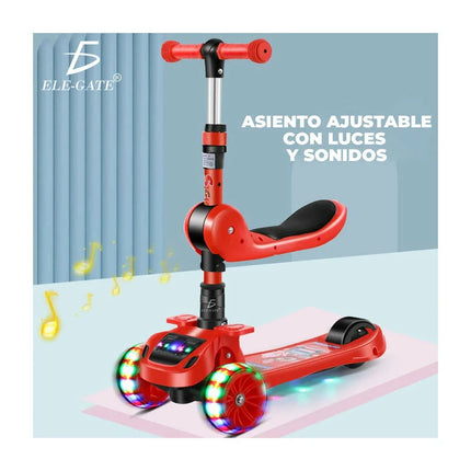 Children's scooter with adjustable seat, 3 wheels, multi-color light and sound / jug.28