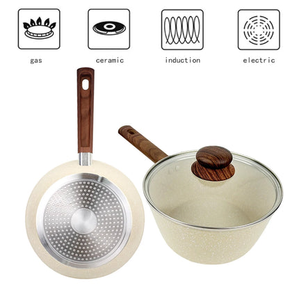 Nonstick Kitchen Cookware Set, Pot and Pan Set of 3 with 2.2L Stock Pot with Lid, 9.8inch Frying Pan Sauce Pan,