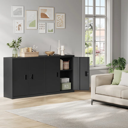 Lockable File Cabinet with Lock Height-Adjustable Shelf Printer Cabinet Multi-Purpose Metal Work Office Storage
