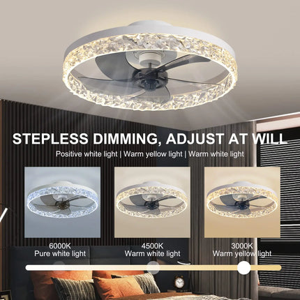Modern Smart Led Ceiling Fans Chandelier Bedroom Living Room Nordic Acrylic Invisible Fan Light APP Remote Control Ceiling Fans