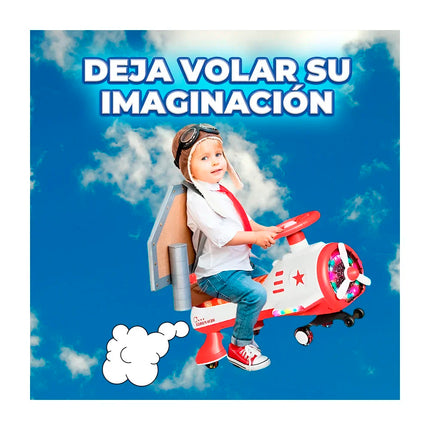 Children's scooter cart in the shape of an airplane with lights and sound, a variety of colors
