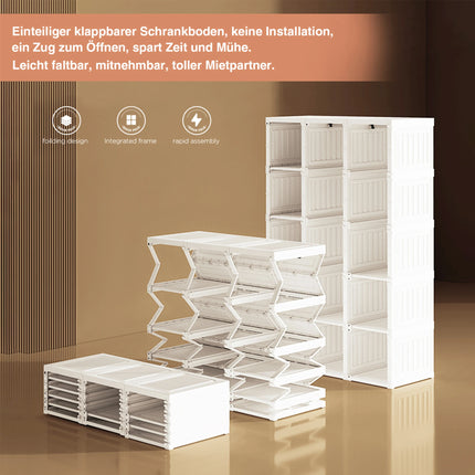 Anajqaqia 69x50x170cm Foldable Closet Wardrobe with 6 Cubes and 1 Hanging Rail, Multi-Purpose Cabinet with Magnetic Doors, PP