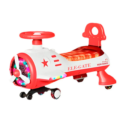 Children's scooter cart in the shape of an airplane with lights and sound, a variety of colors