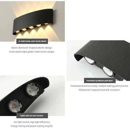 Aluminum LED Wall Lamp Waterproof IP65 Outdoor Garden Lights 8W 12W Interior Wall Light for Bedroom Living Room Stairs Lighting