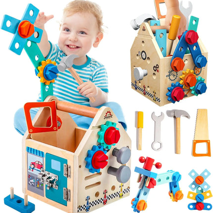 Children's Wooden Toolbox Set Toys Simulation Maintenance Tool Repair Toys