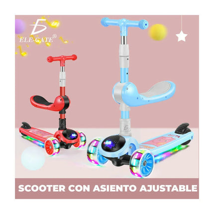 Children's scooter with adjustable seat, 3 wheels, multi-color light and sound / jug.28