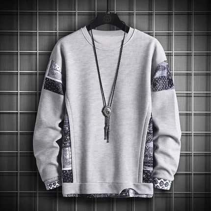 JFUNCY Autumn Harajuku Sweatshirt for Men Oversized Fake 2 Piece Hoodies Korean O-Neck Man Streetwear Male Fashion Clothes