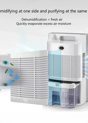 Dehumidifier and Air Purifier 2 in 1 Moisture Absorber Household Mute Bedroom Basement Remote Control Timing External Water Pipe