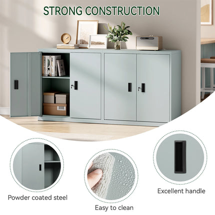 Lockable File Cabinet with Lock Height-Adjustable Shelf Printer Cabinet Multi-Purpose Metal Work Office Storage