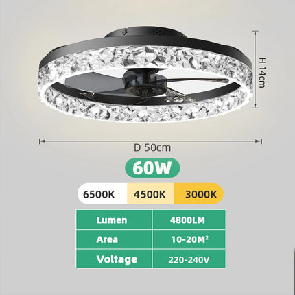 Modern Smart Led Ceiling Fans Chandelier Bedroom Living Room Nordic Acrylic Invisible Fan Light APP Remote Control Ceiling Fans