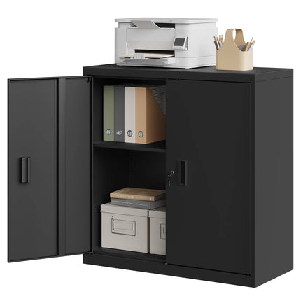 Lockable File Cabinet with Lock Height-Adjustable Shelf Printer Cabinet Multi-Purpose Metal Work Office Storage